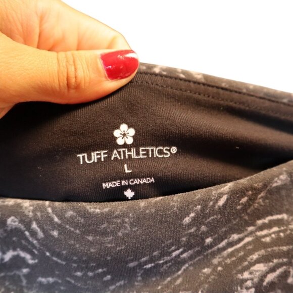 #788 Tuff Athletics Women's Large Workout Bottoms Black/Gray Leggings - Picture 2 of 4